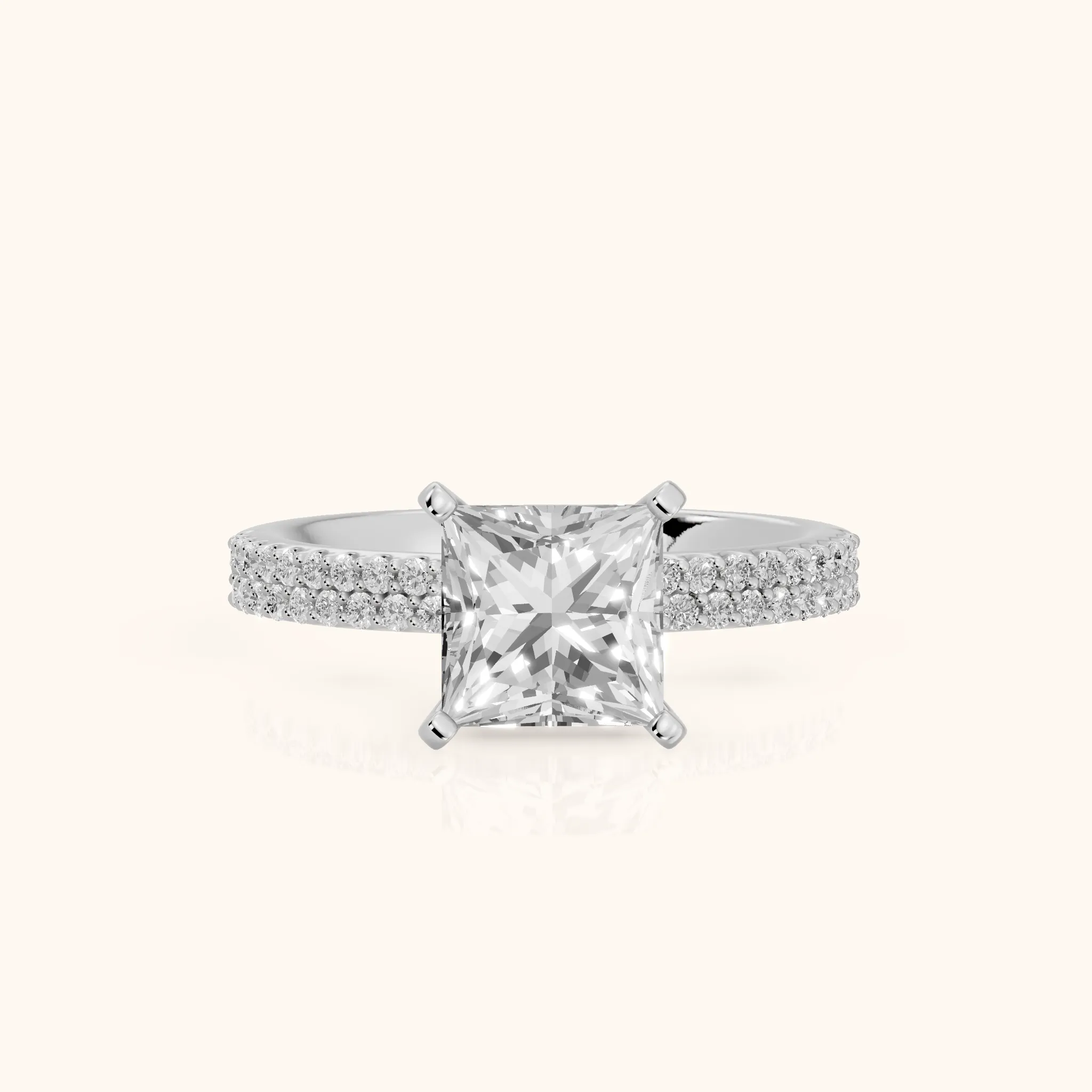 Sirena Micropavé Princess Diamond Engagement Ring in White Gold — view 1