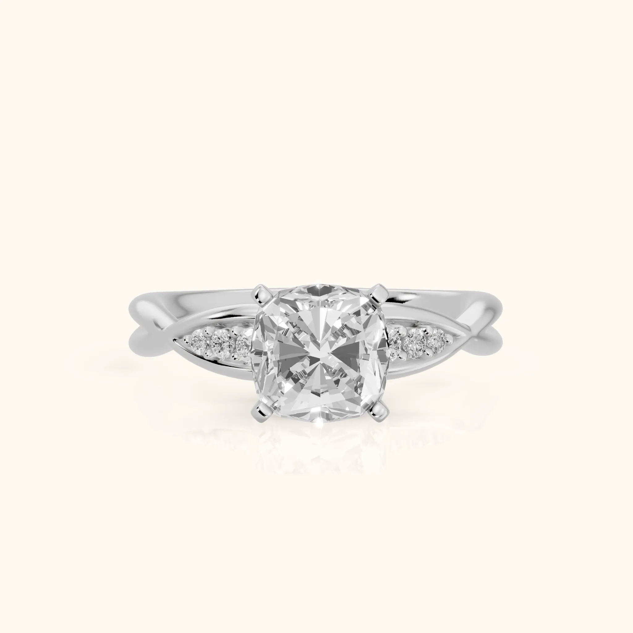Stefania Twist Cushion Diamond Engagement Ring in Platinum — view 1