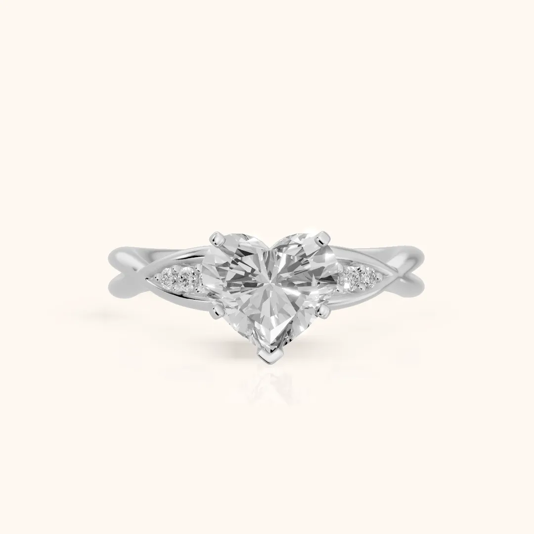 Stefania Twist Heart Diamond Engagement Ring in Silver — view 2