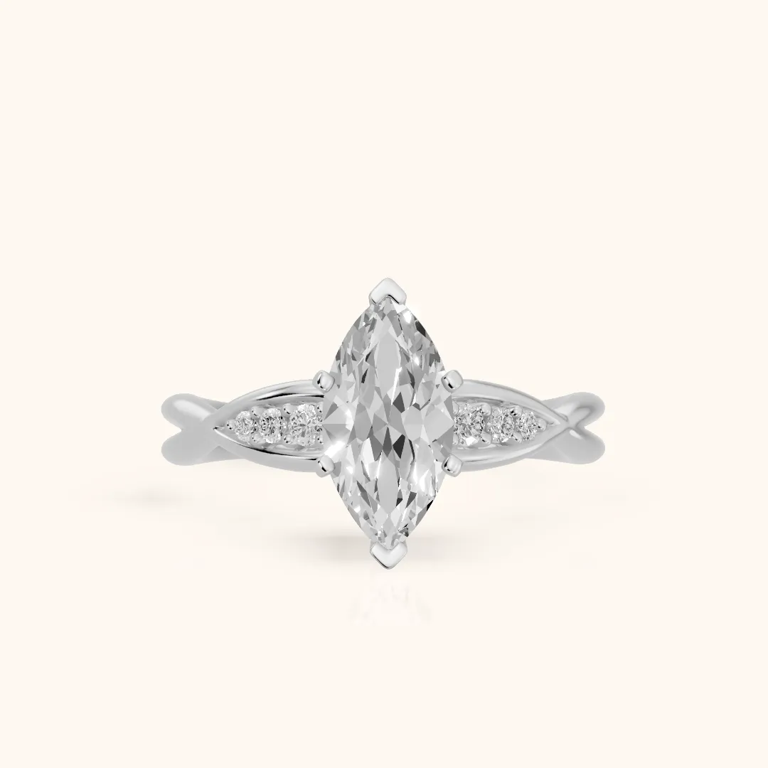 Stefania Twist Marquise Diamond Engagement Ring in Platinum — view 2