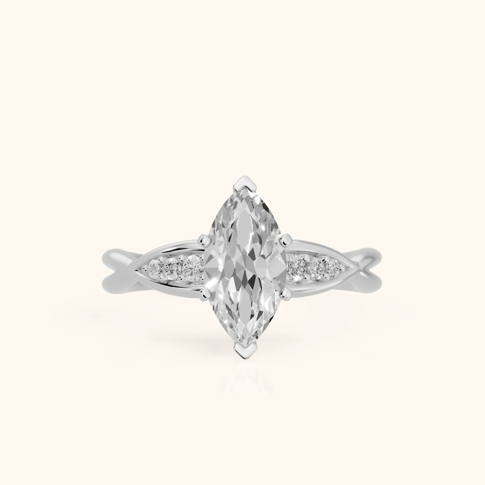 Stefania Twist Marquise Diamond Engagement Ring in Platinum — view 1