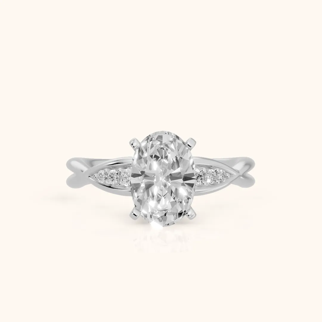 Stefania Twist Oval Diamond Engagement Ring in Platinum — view 2