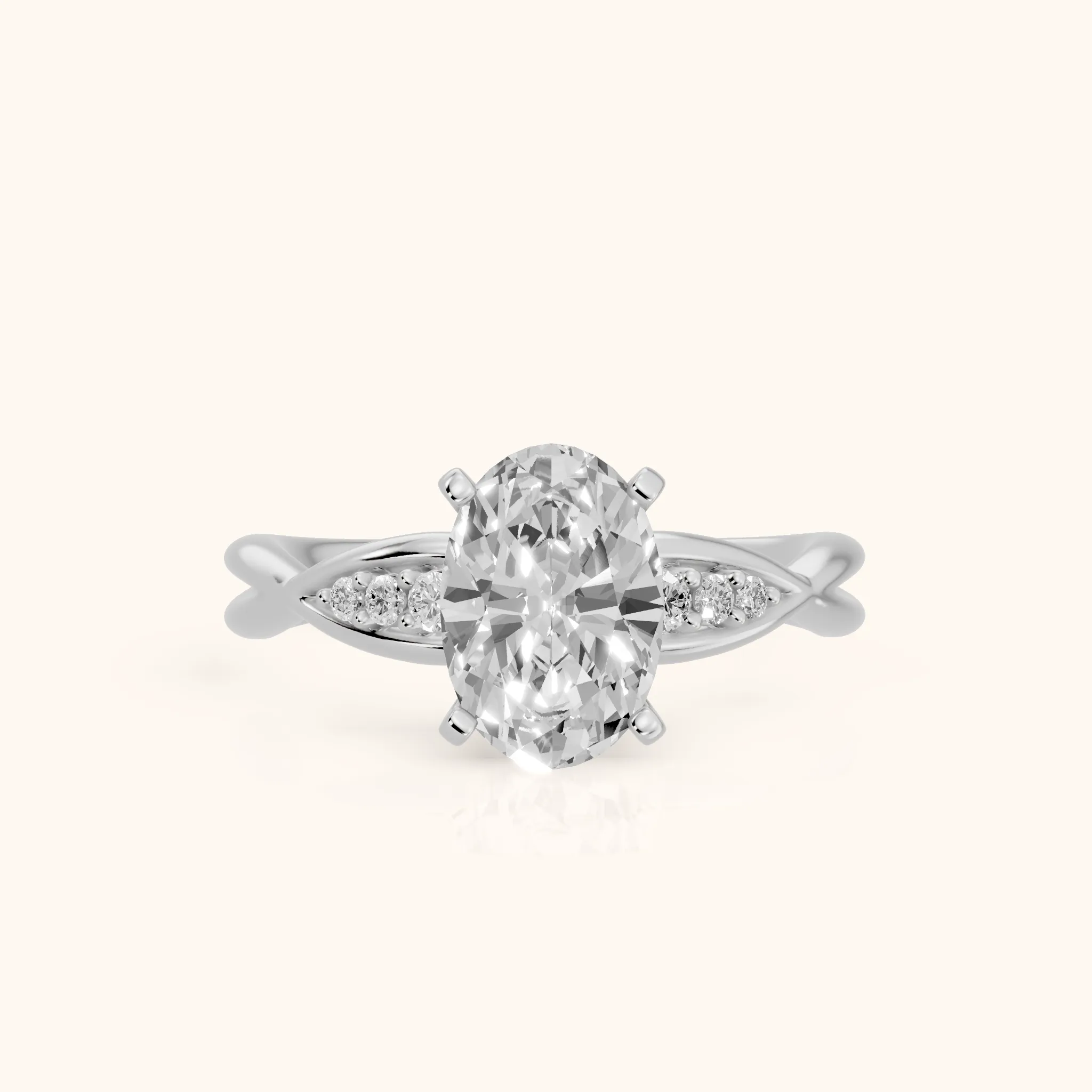 Stefania Twist Oval Diamond Engagement Ring in Platinum — view 1