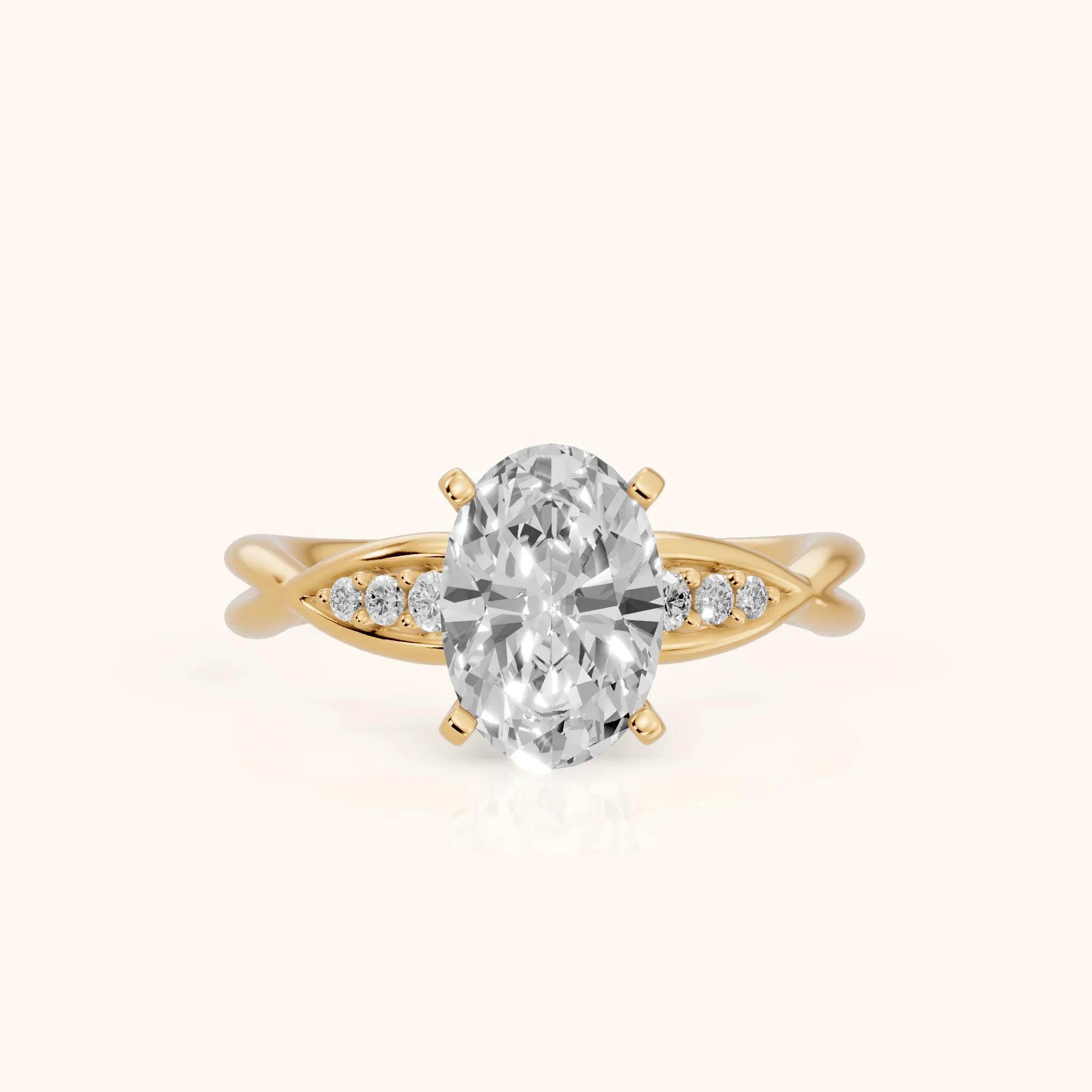 Stefania Twist Oval Diamond Engagement Ring in Yellow Gold — view 1