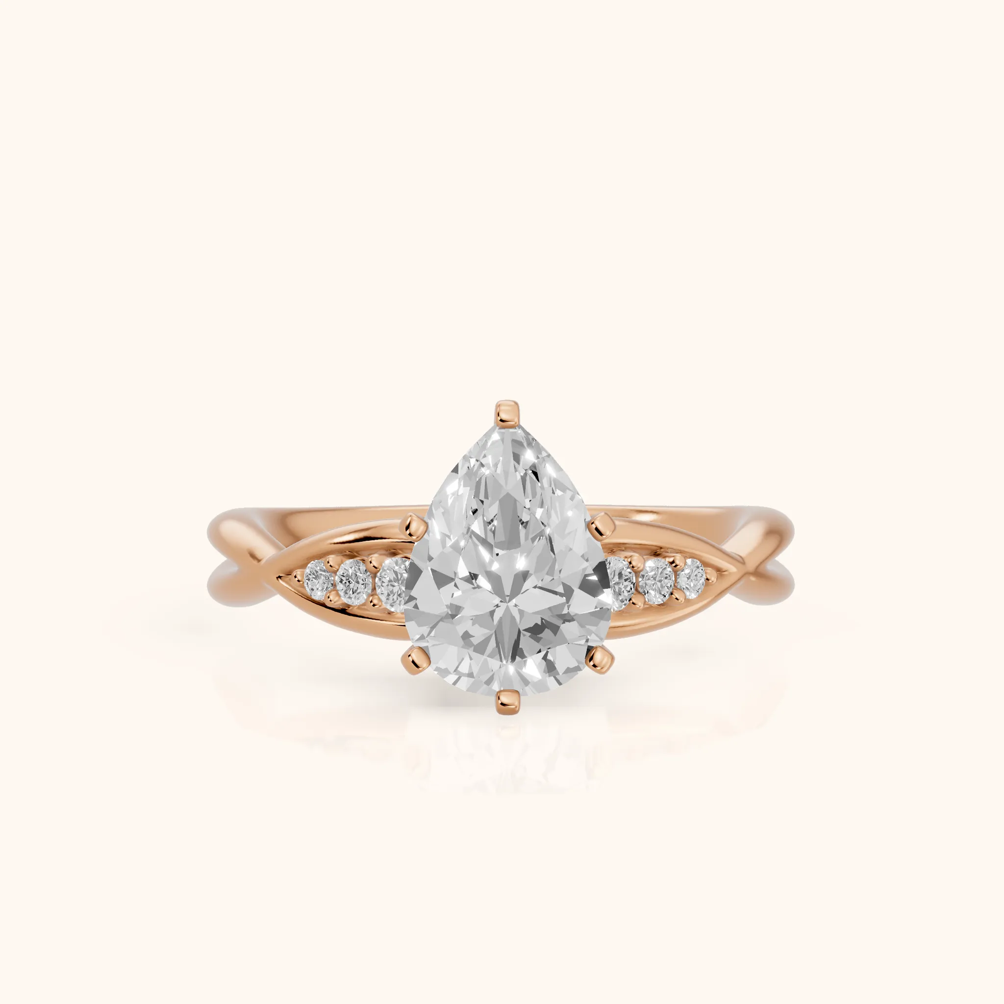 Stefania Twist Pear Diamond Engagement Ring in Rose Gold — view 1