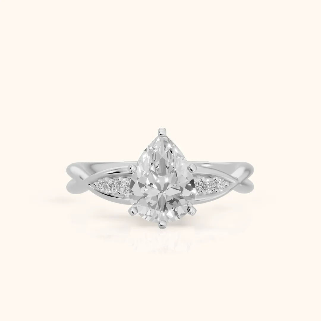Stefania Twist Pear Diamond Engagement Ring in Platinum — view 2