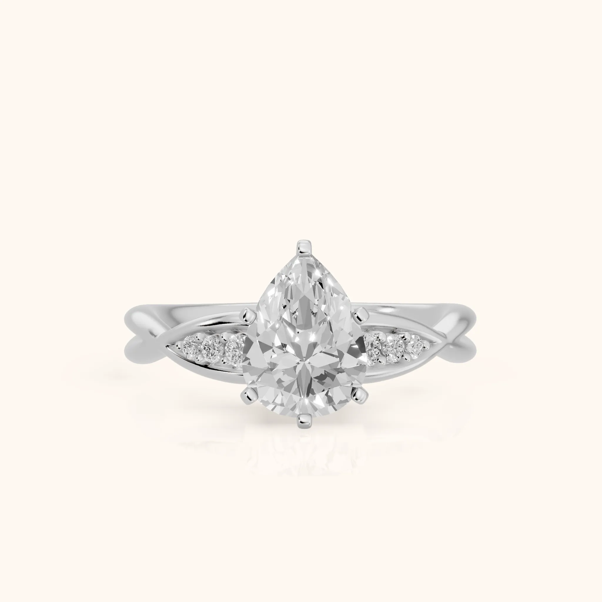 Stefania Twist Pear Diamond Engagement Ring in Platinum — view 1