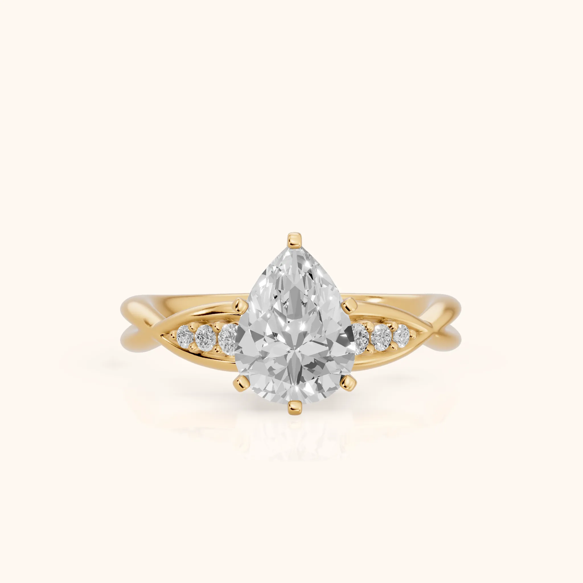 Stefania Twist Pear Diamond Engagement Ring in Yellow Gold — view 1