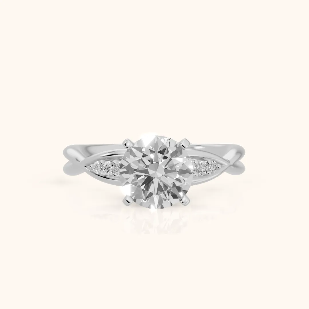 Stefania Twist Round Diamond Engagement Ring in Silver — view 2