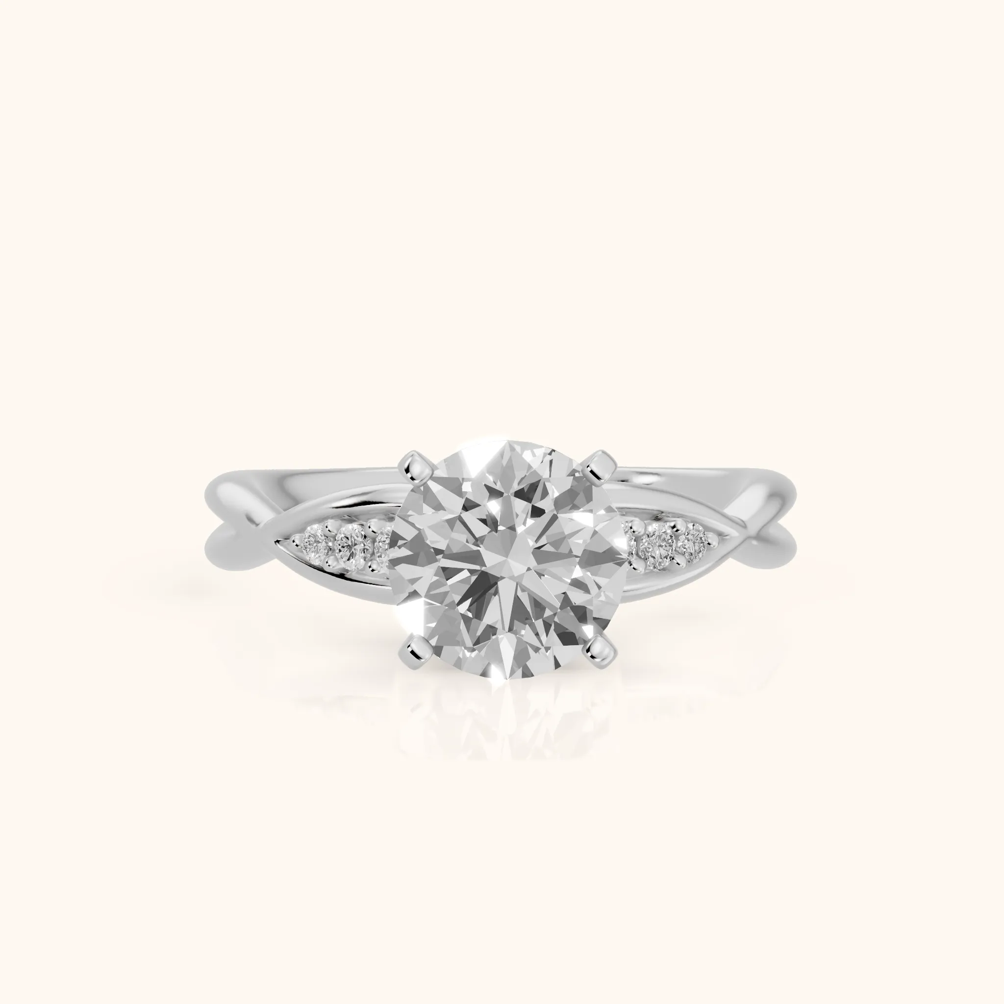 Stefania Twist Round Diamond Engagement Ring in Silver — view 1