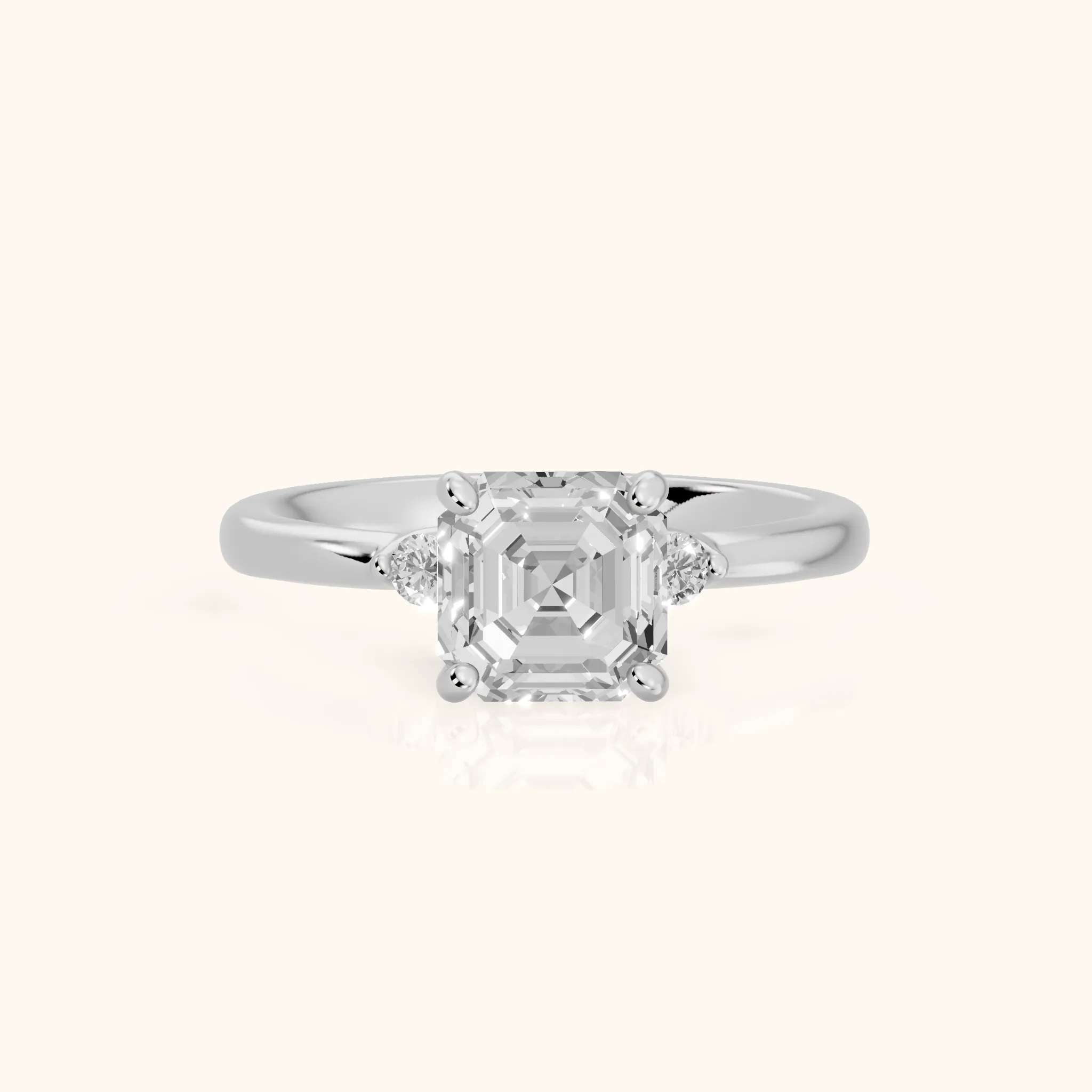 Teodora Floating Three-Stone Asscher Diamond Engagement Ring in Silver — view 1