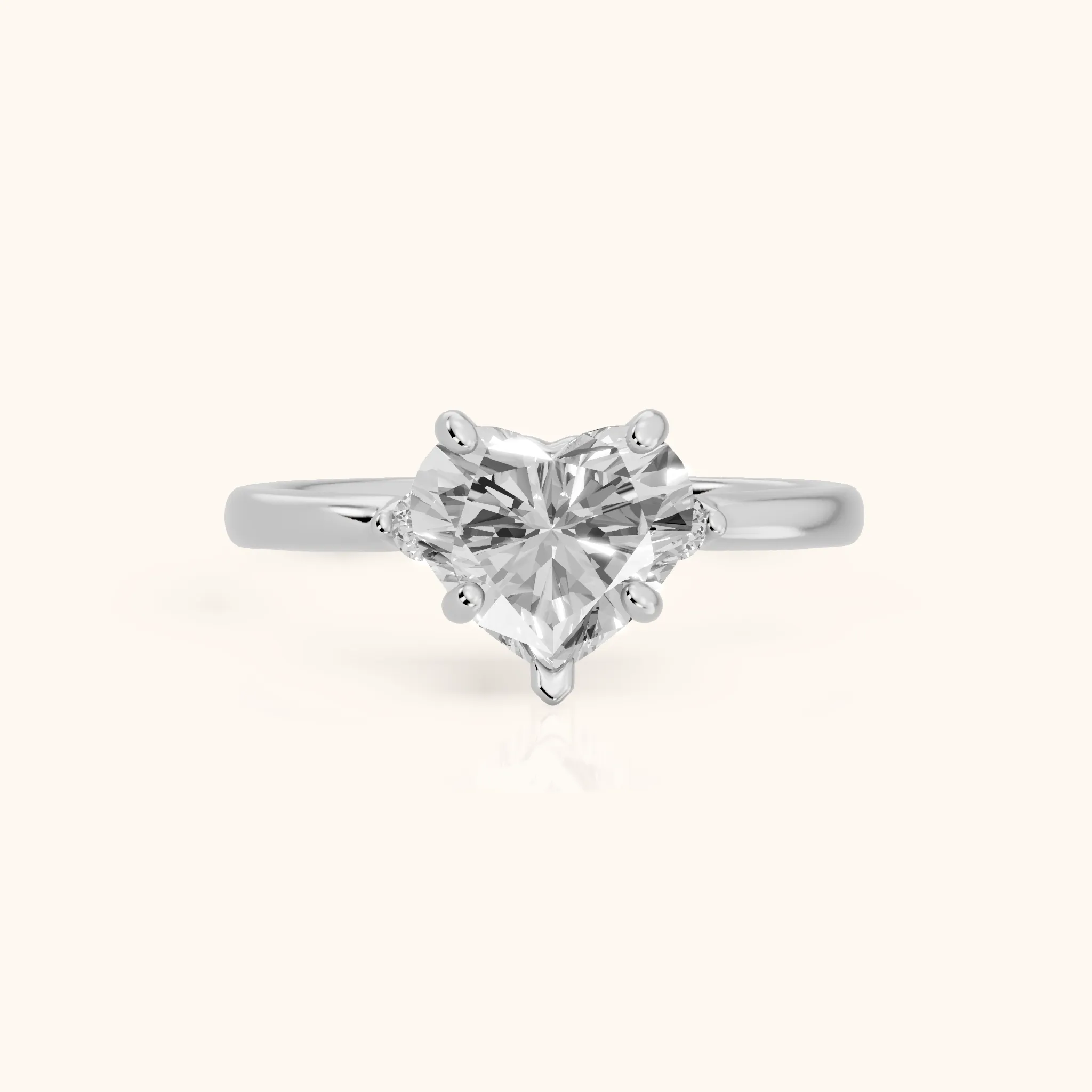 Teodora Floating Three-Stone Heart Diamond Engagement Ring in White Gold — view 1