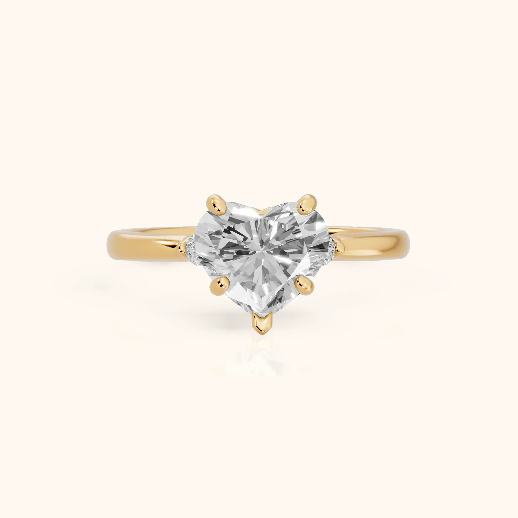 Teodora Floating Three-Stone Heart Diamond Engagement Ring in Yellow Gold — view 1