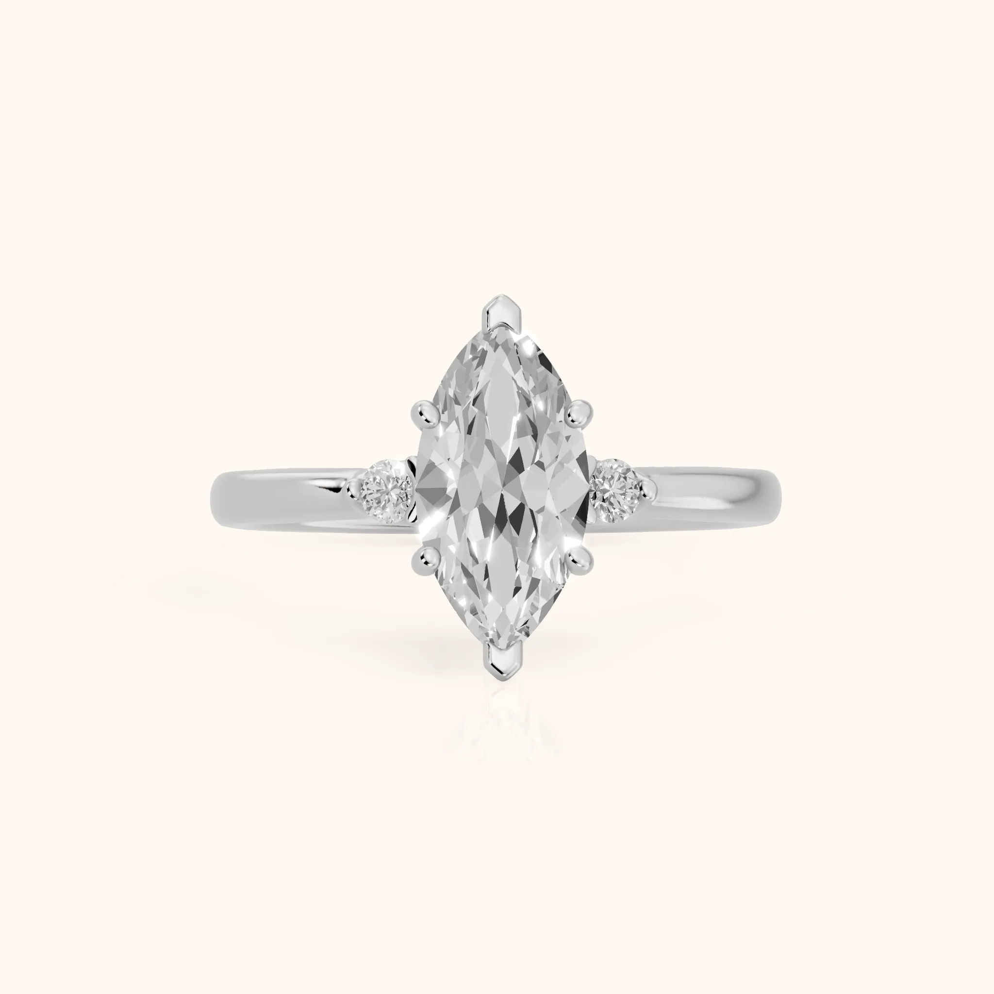 Teodora Floating Three-Stone Marquise Diamond Engagement Ring in White Gold — view 1