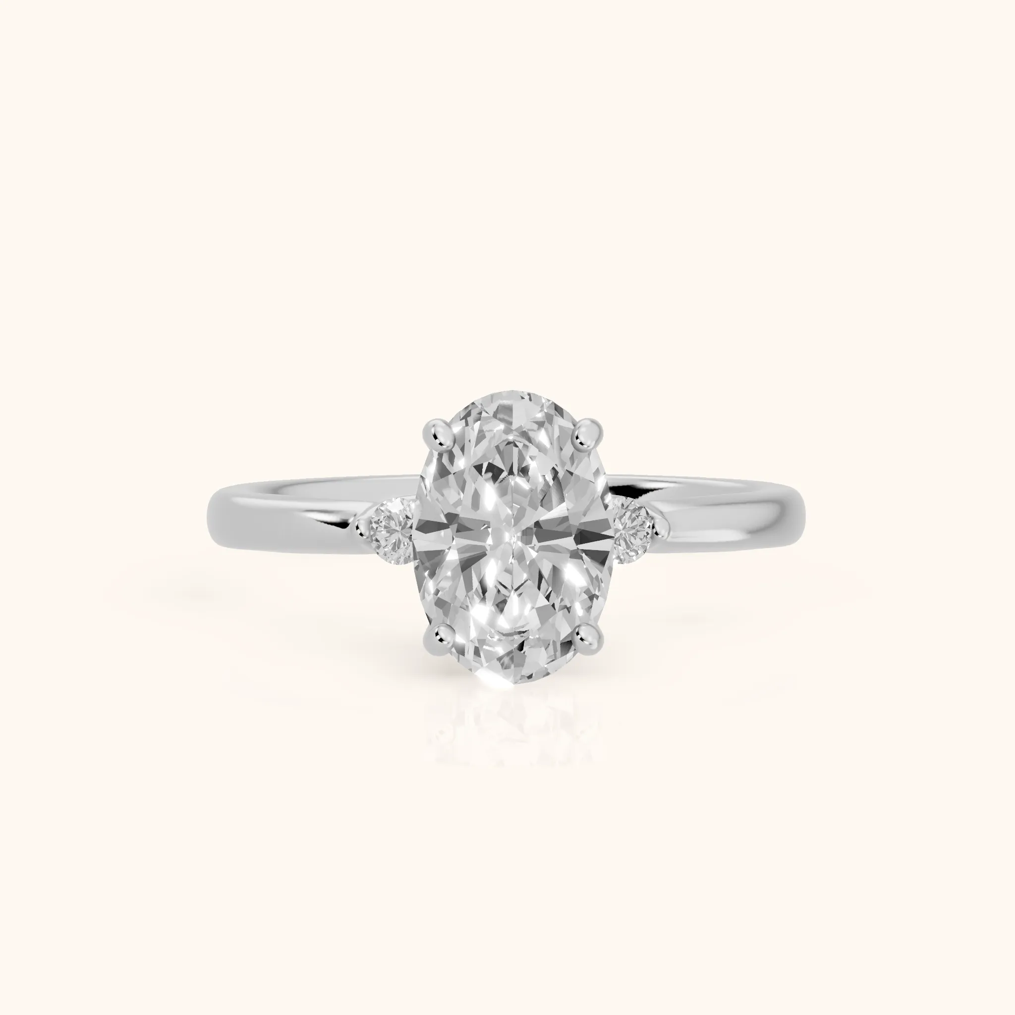Teodora Floating Three-Stone Oval Diamond Engagement Ring in Silver — view 1