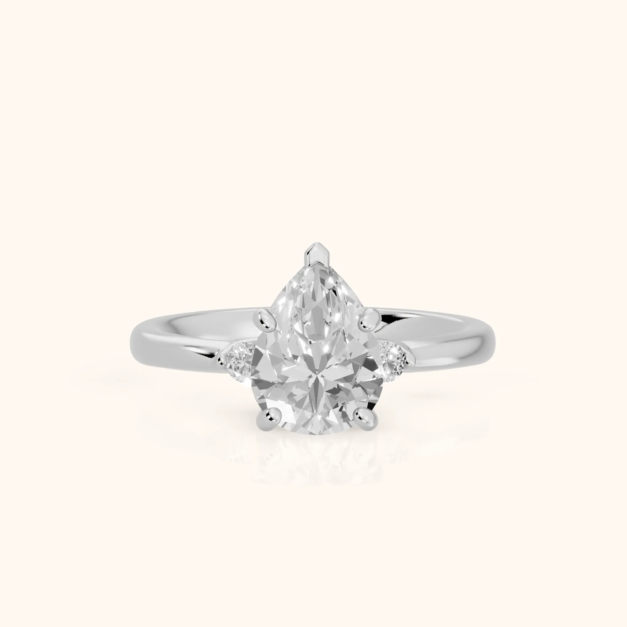 Teodora Floating Three-Stone Pear Diamond Engagement Ring in Platinum — view 1