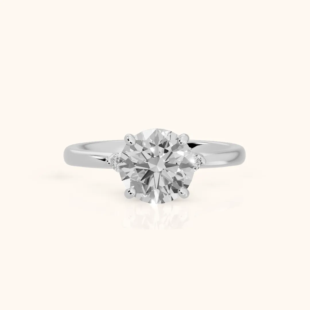 Teodora Floating Three-Stone Round Diamond Engagement Ring in Platinum — view 2