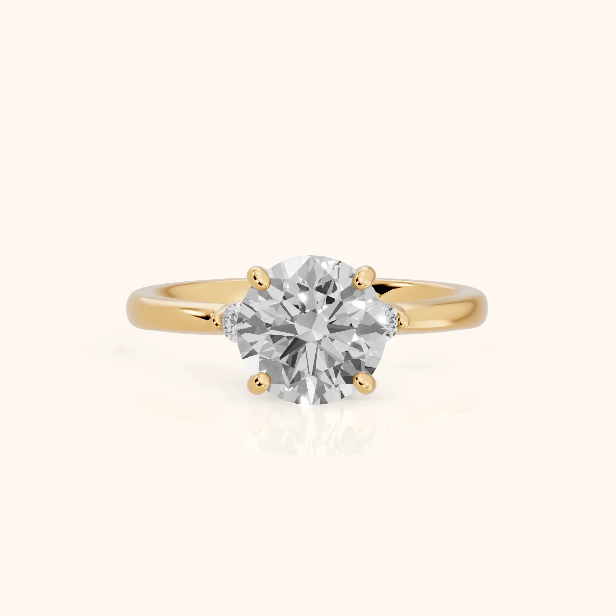 Teodora Floating Three-Stone Round Diamond Engagement Ring in Yellow Gold — view 1