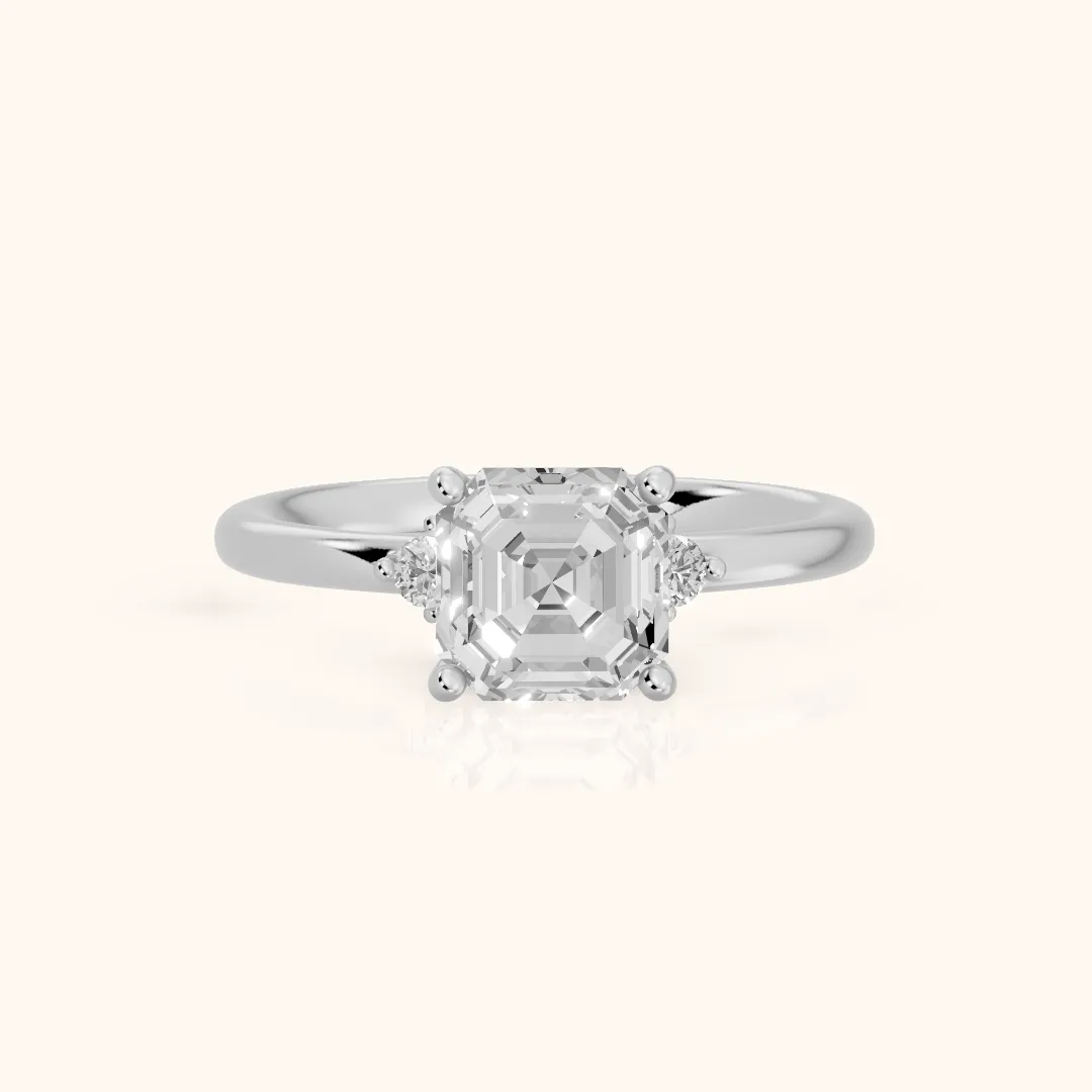 Wynne Cluster Asscher Diamond Engagement Ring in Silver — view 2
