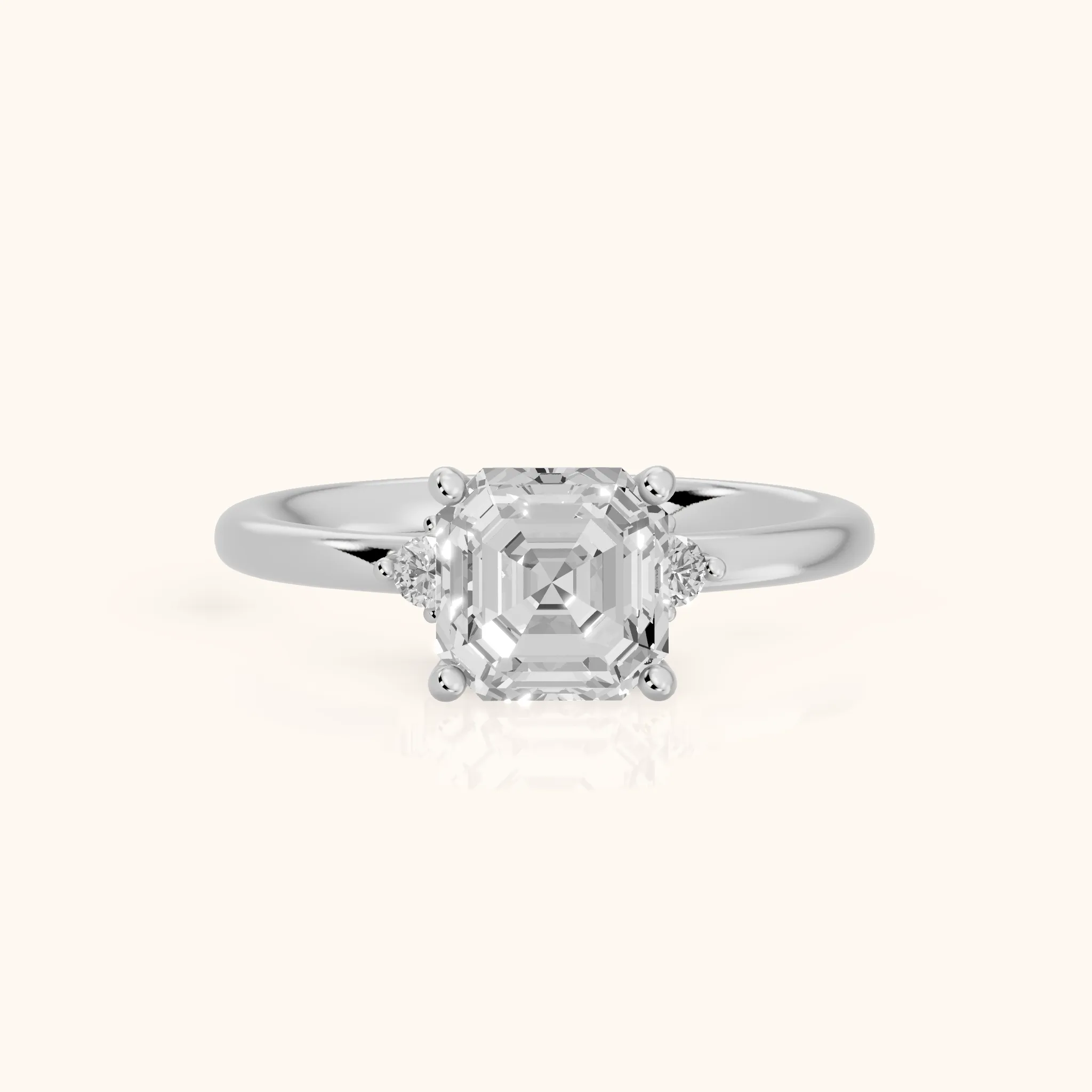 Wynne Cluster Asscher Diamond Engagement Ring in Silver — view 1