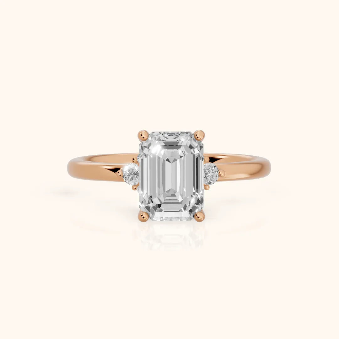 Wynne Cluster Emerald Diamond Engagement Ring in Rose Gold — view 2