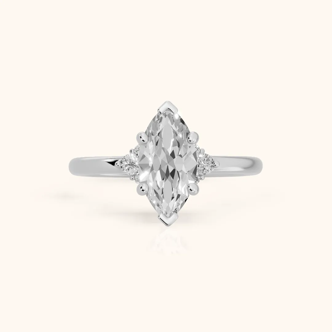 Wynne Cluster Marquise Diamond Engagement Ring in Platinum — view 2