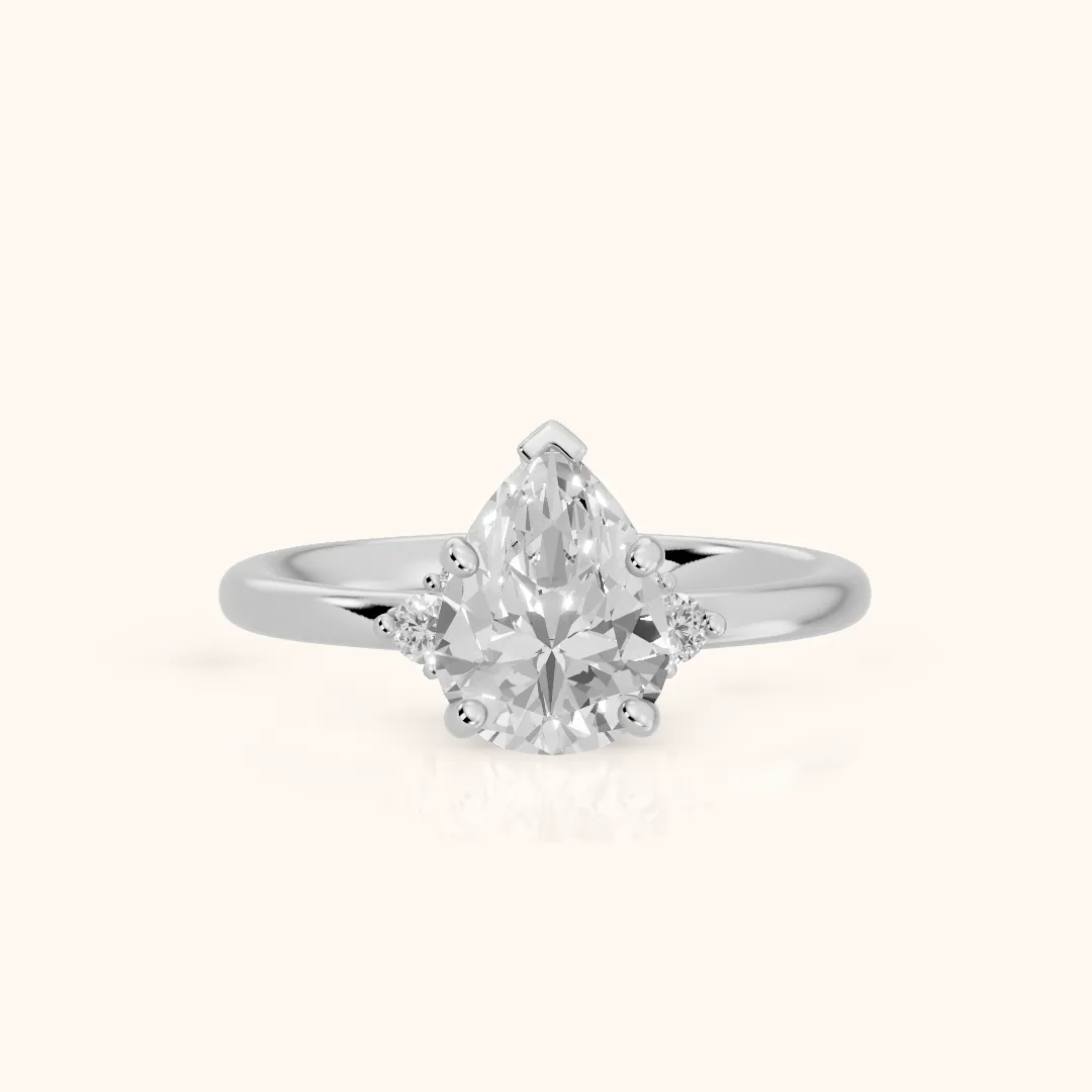 Wynne Cluster Pear Diamond Engagement Ring in Platinum — view 2