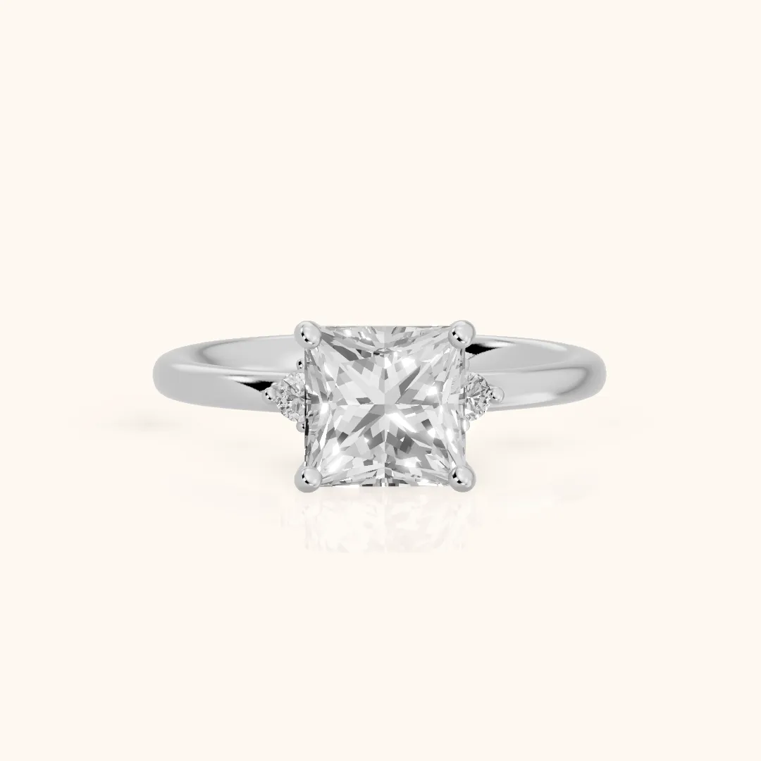 Wynne Cluster Princess Diamond Engagement Ring in White Gold — view 2
