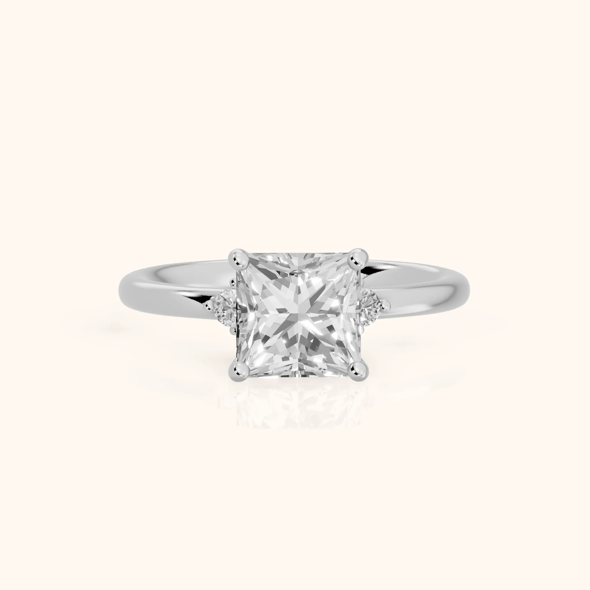 Wynne Cluster Princess Diamond Engagement Ring in White Gold — view 1
