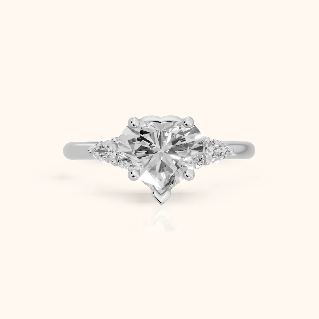 Zelie Pear-Side Cluster Heart Diamond Engagement Ring in Silver — view 2