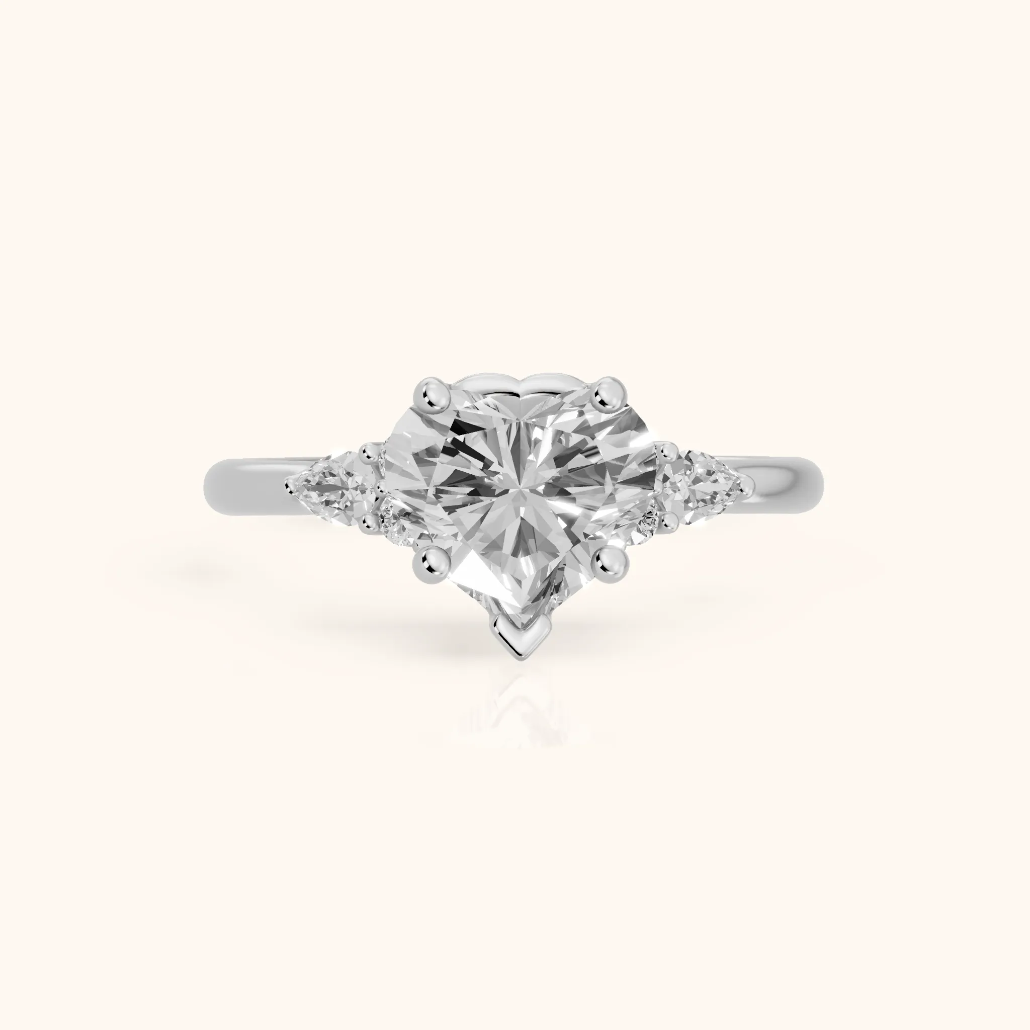 Zelie Pear-Side Cluster Heart Diamond Engagement Ring in Silver — view 1