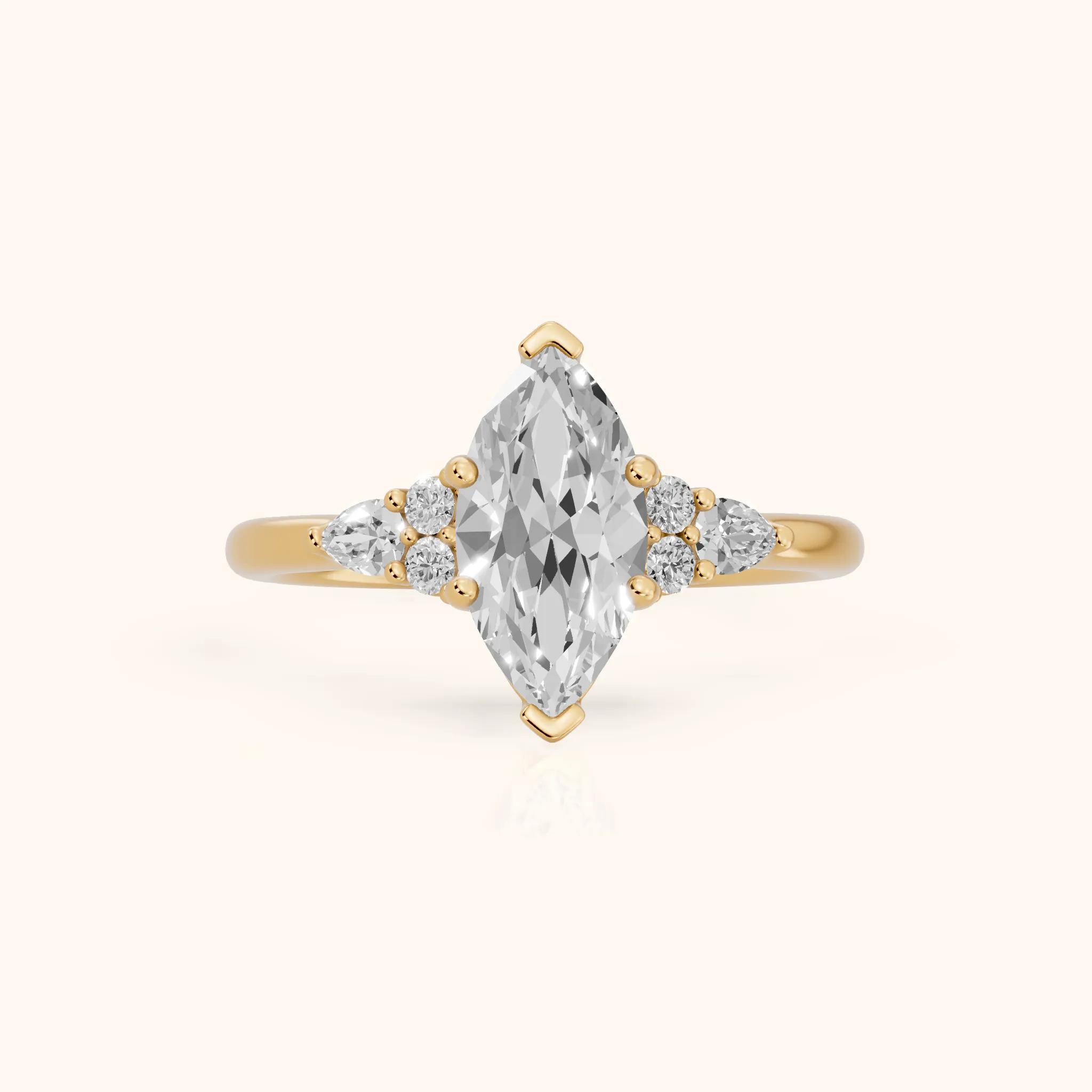 Zelie Pear-Side Cluster Marquise Diamond Engagement Ring in Yellow Gold — view 1