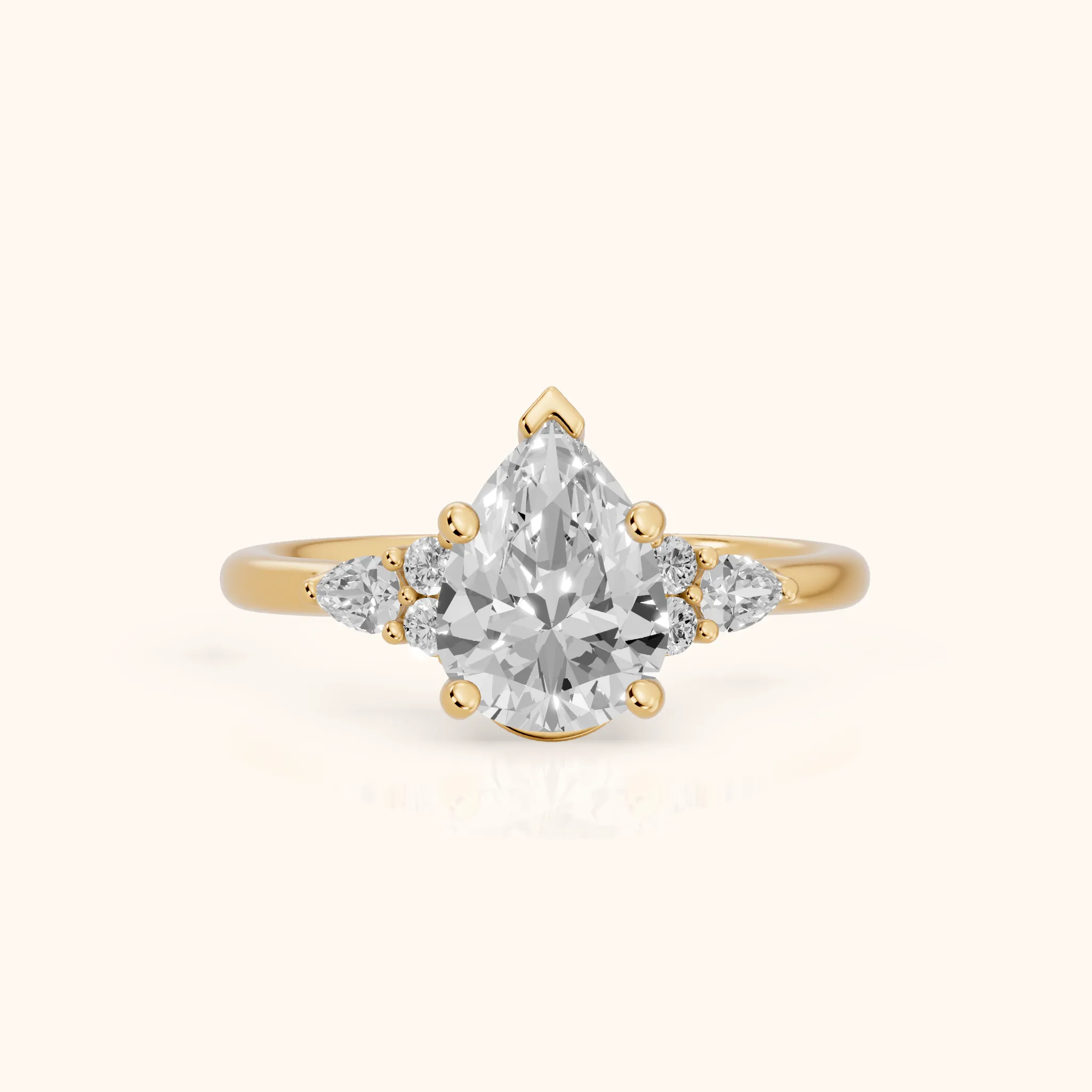 Zelie Pear-Side Cluster Pear Diamond Engagement Ring in Yellow Gold — view 1
