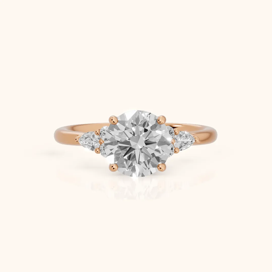 Zelie Pear-Side Cluster Round Diamond Engagement Ring in Rose Gold — view 2