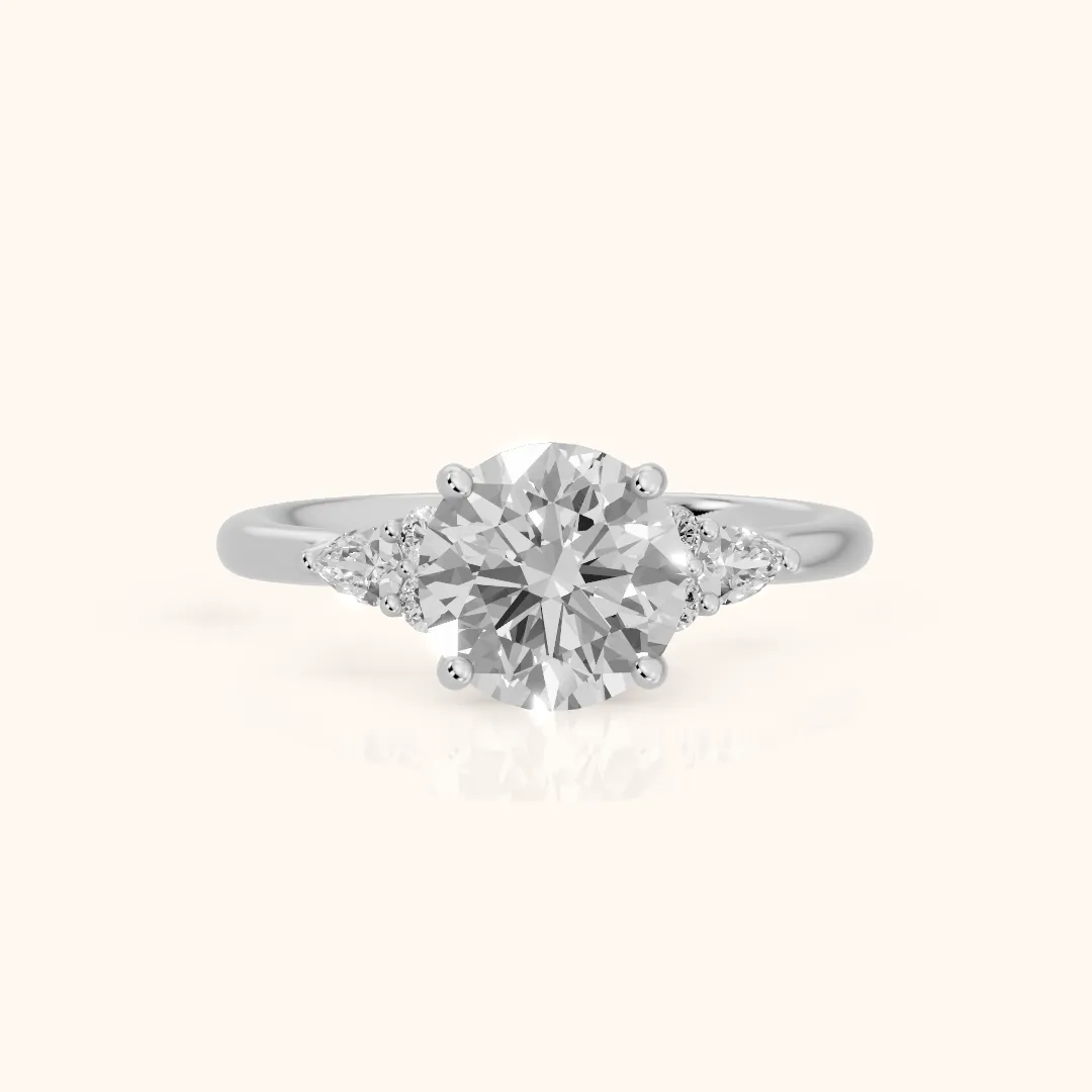 Zelie Pear-Side Cluster Round Diamond Engagement Ring in Silver — view 2
