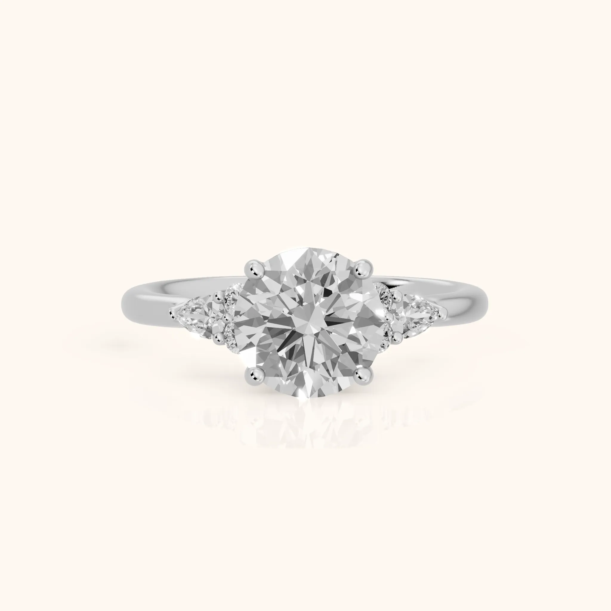 Zelie Pear-Side Cluster Round Diamond Engagement Ring in Silver — view 1