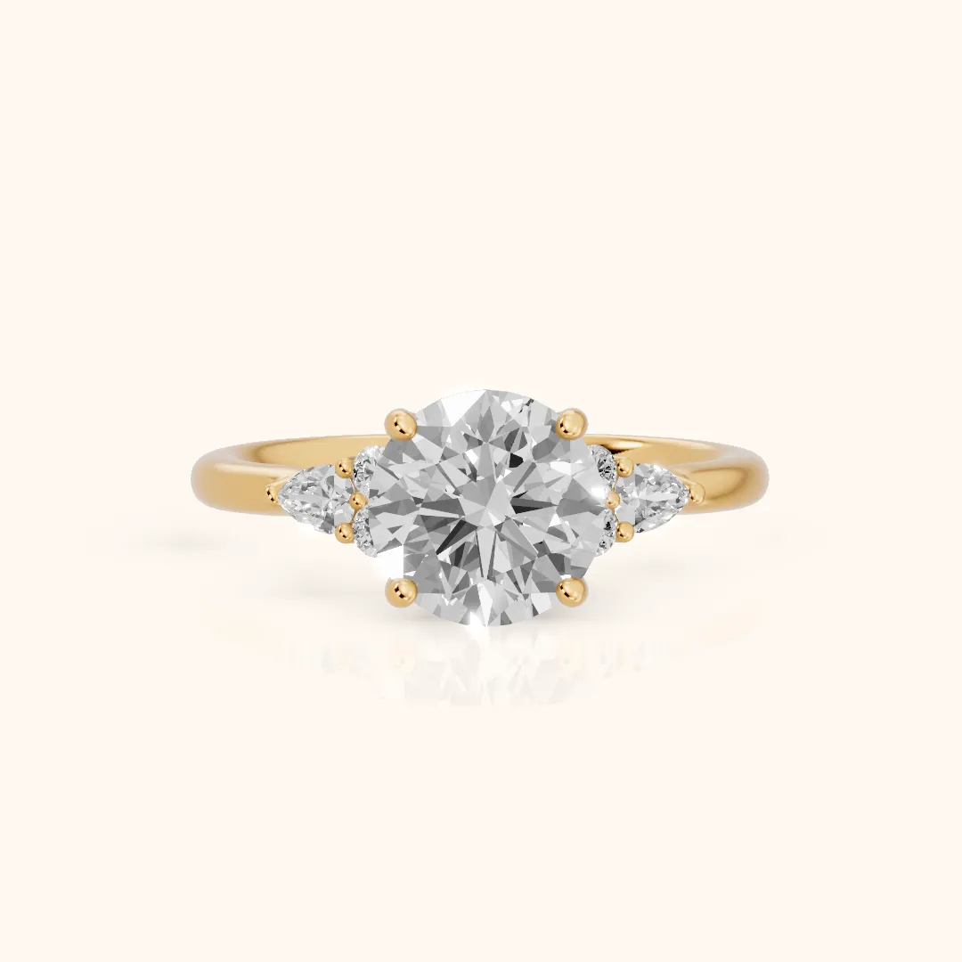 Zelie Pear-Side Cluster Round Diamond Engagement Ring in Yellow Gold — view 2