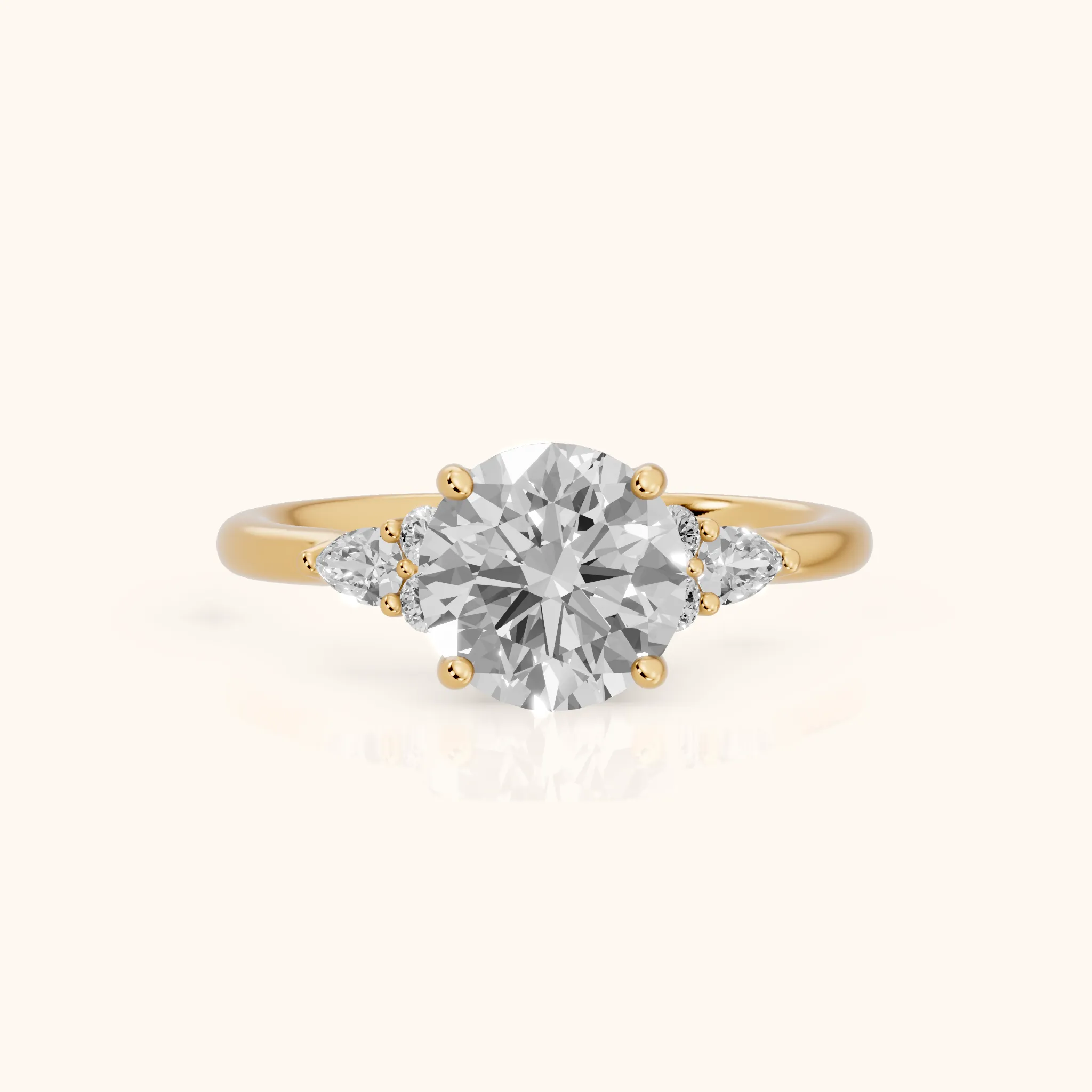 Zelie Pear-Side Cluster Round Diamond Engagement Ring in Yellow Gold — view 1