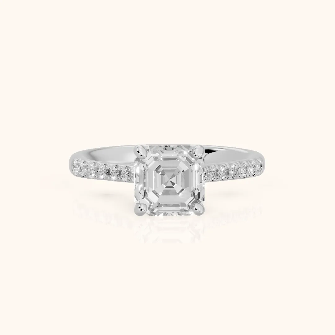 Moab Petal Pavé Asscher Diamond Engagement Ring in Platinum — view 2
