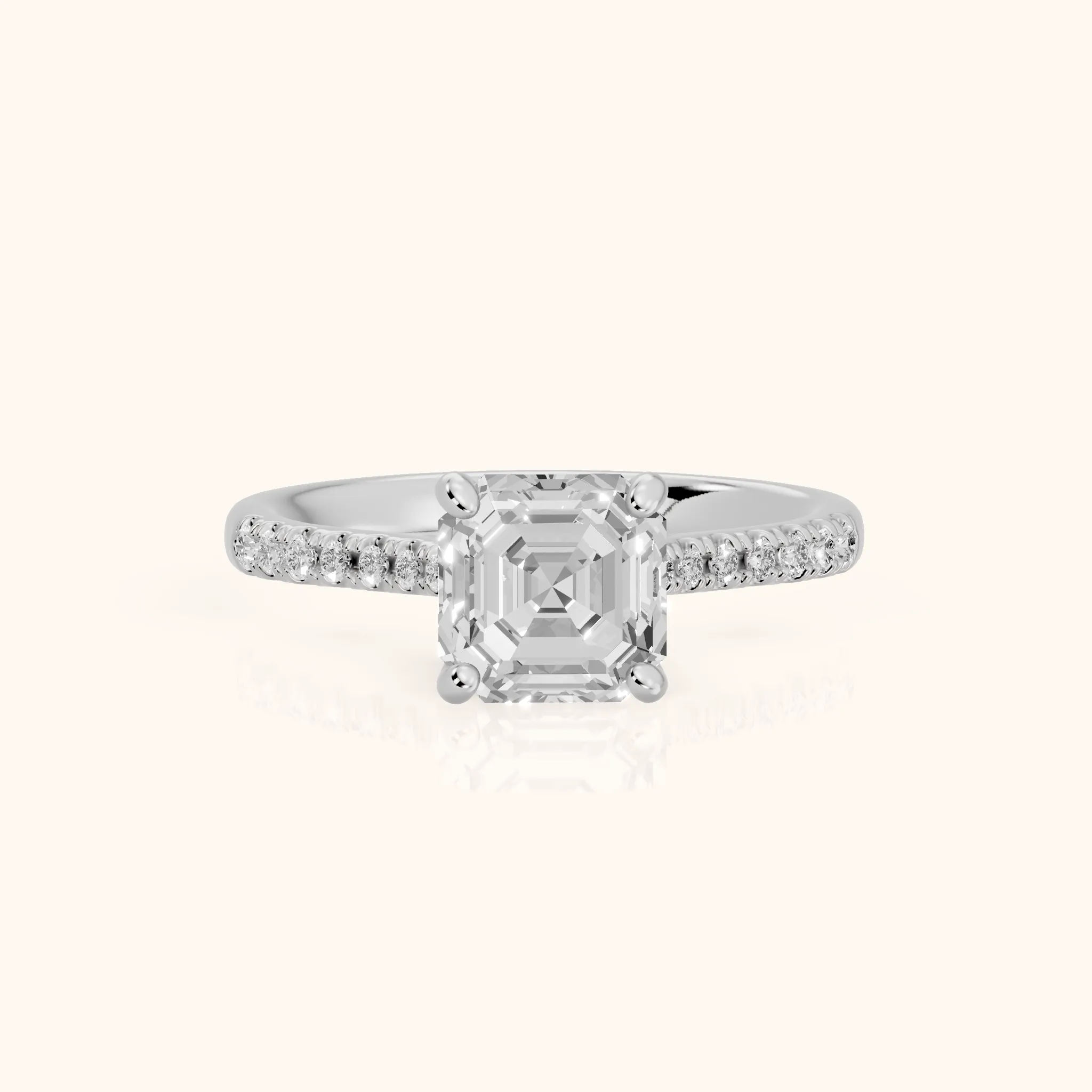 Moab Petal Pavé Asscher Diamond Engagement Ring in Platinum — view 1