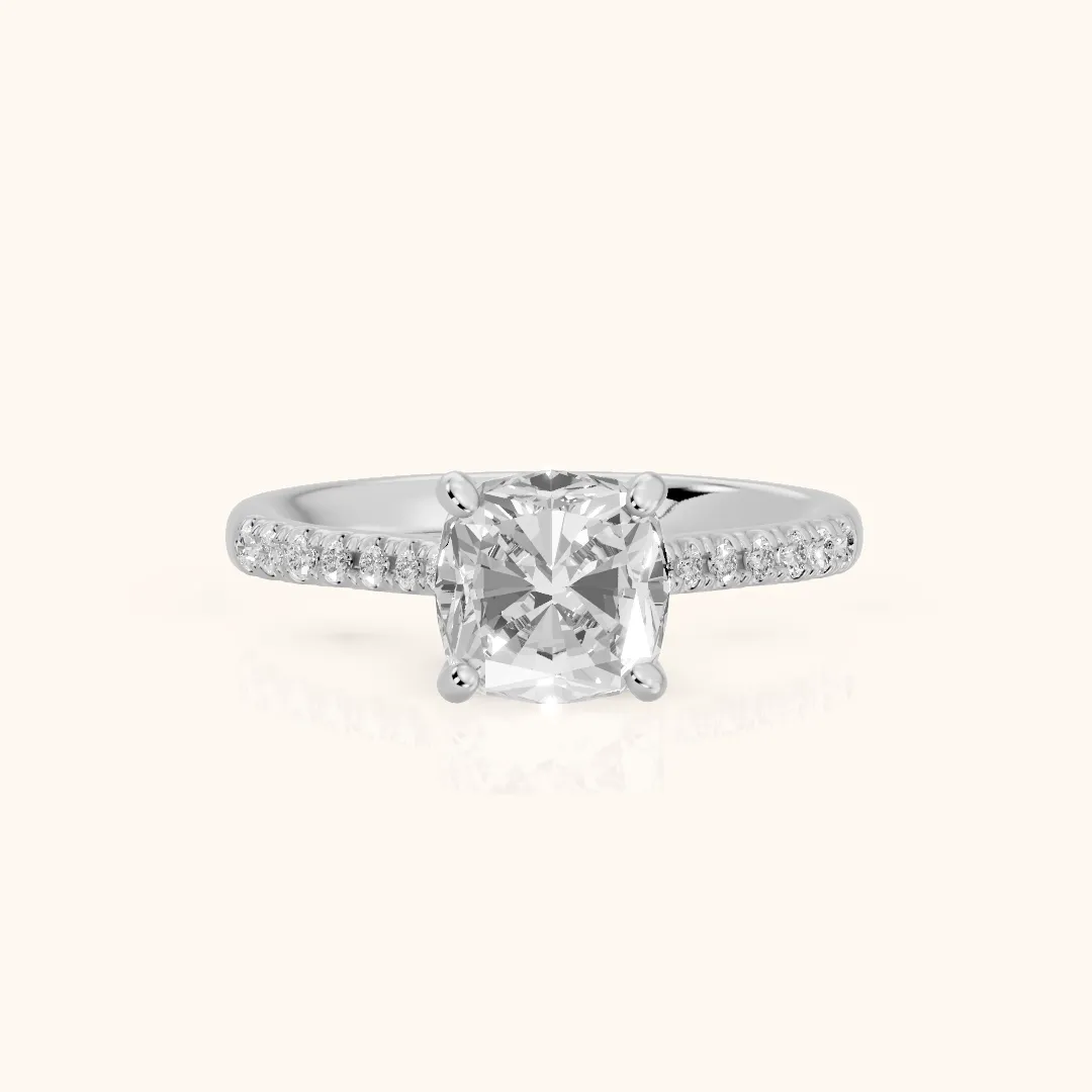Moab Petal Pavé Cushion Diamond Engagement Ring in Platinum — view 2
