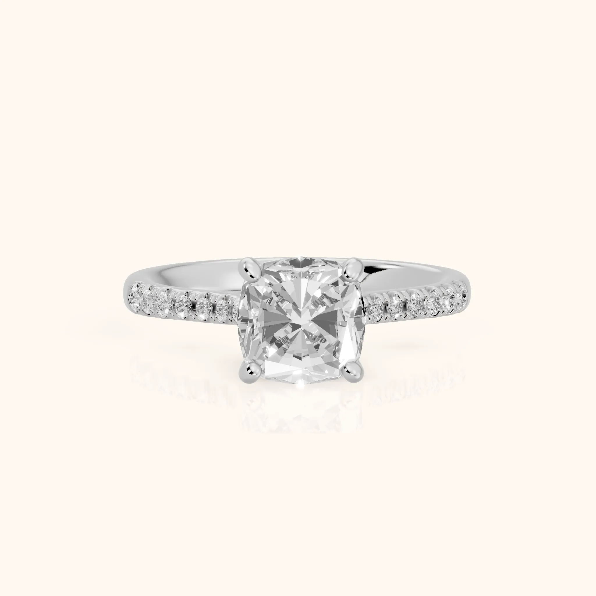 Moab Petal Pavé Cushion Diamond Engagement Ring in Platinum — view 1