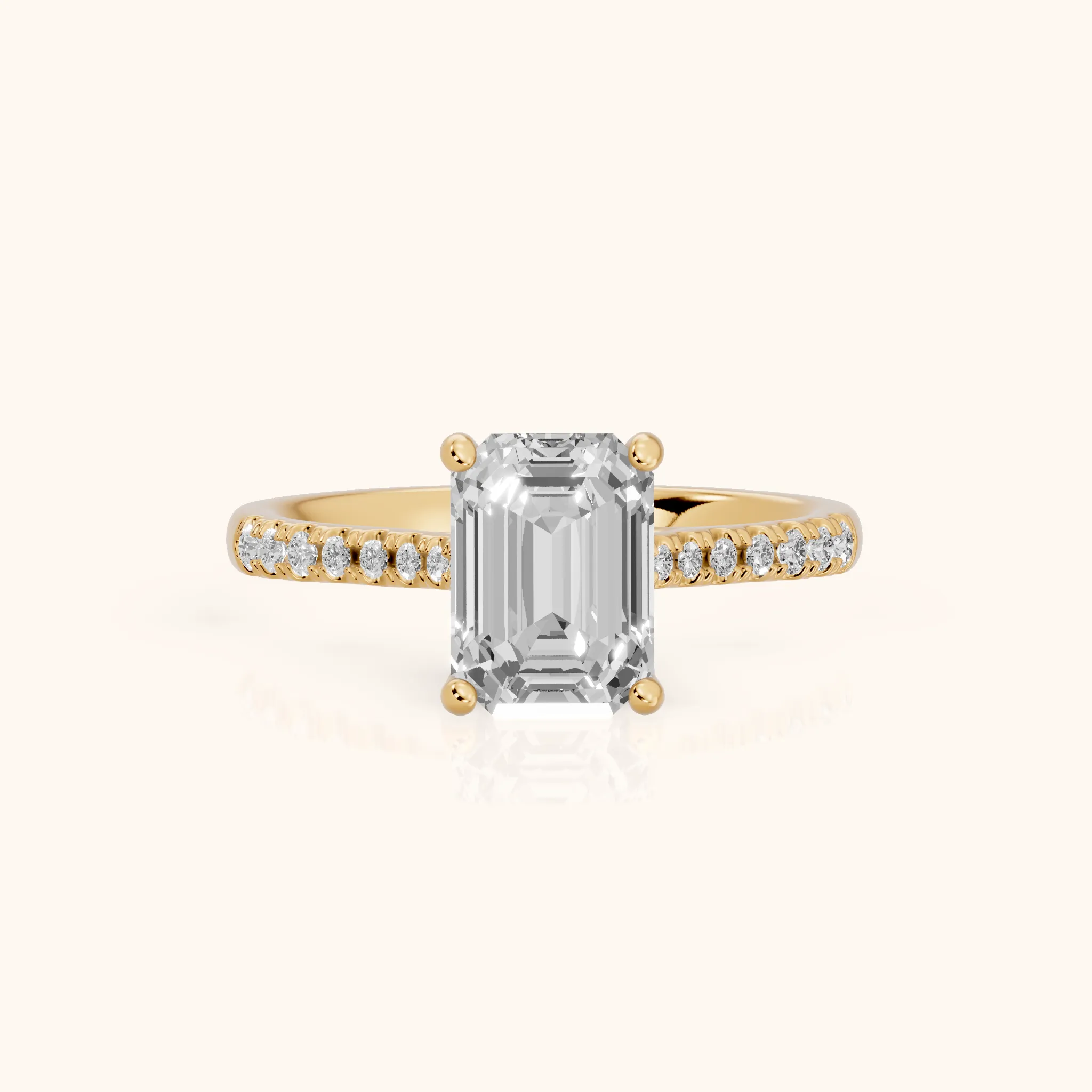 Moab Petal Pavé Emerald Diamond Engagement Ring in Yellow Gold — view 1