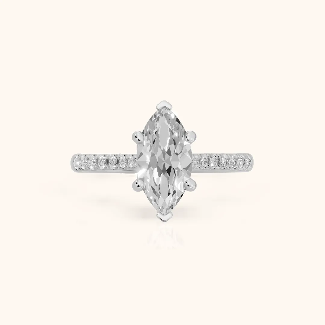 Moab Petal Pavé Marquise Diamond Engagement Ring in Silver — view 2