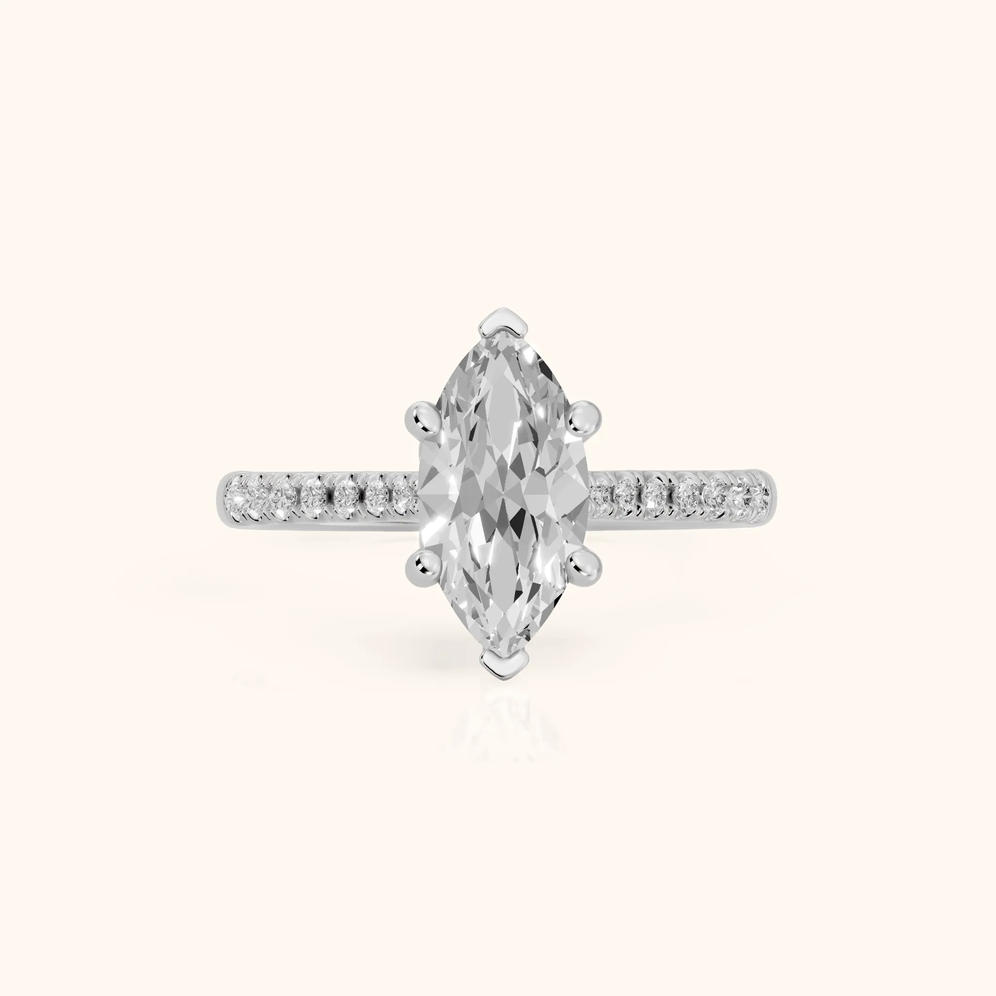 Moab Petal Pavé Marquise Diamond Engagement Ring in Silver — view 1