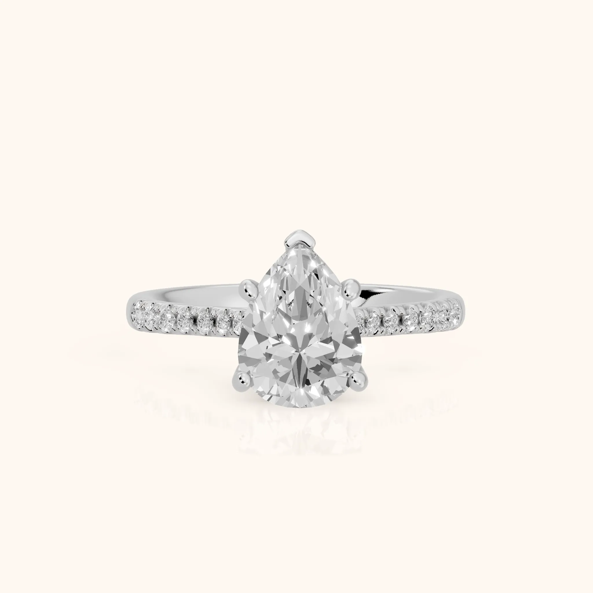 Moab Petal Pavé Pear Diamond Engagement Ring in Platinum — view 1