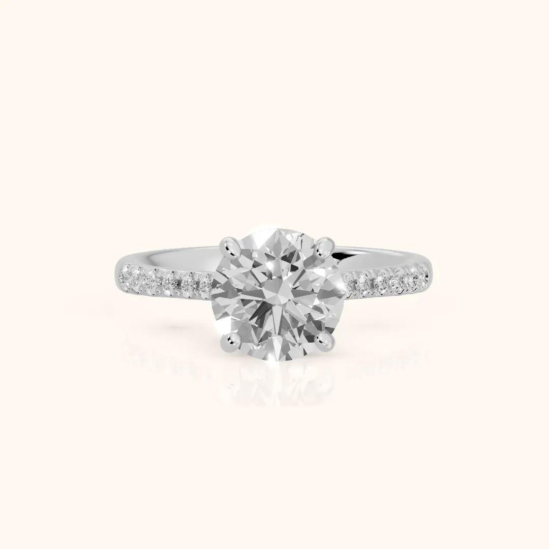 Moab Petal Pavé Round Diamond Engagement Ring in White Gold — view 2