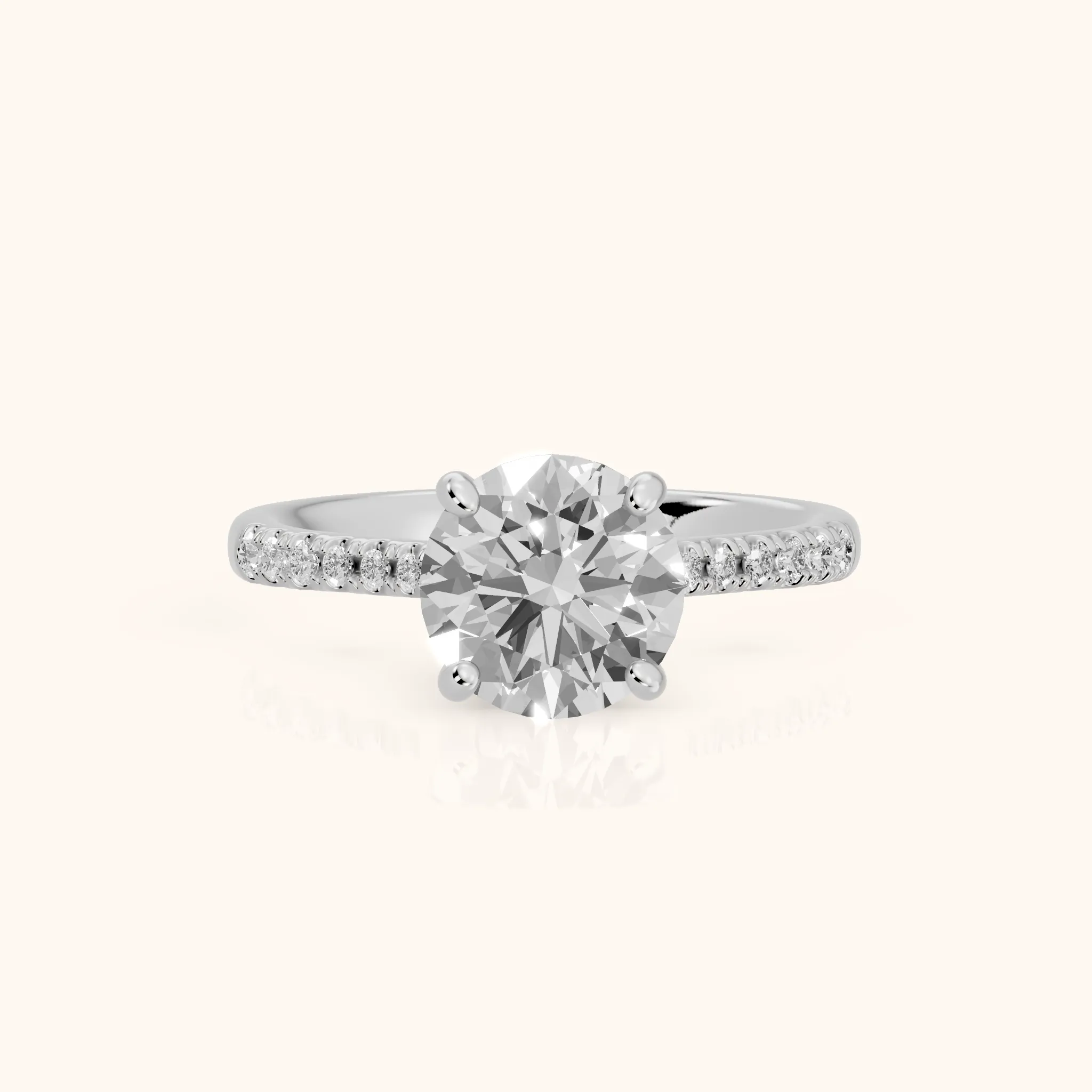 Moab Petal Pavé Round Diamond Engagement Ring in White Gold — view 1