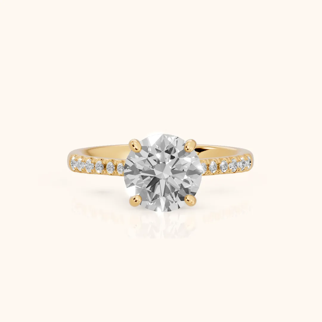 Moab Petal Pavé Round Diamond Engagement Ring in Yellow Gold — view 2