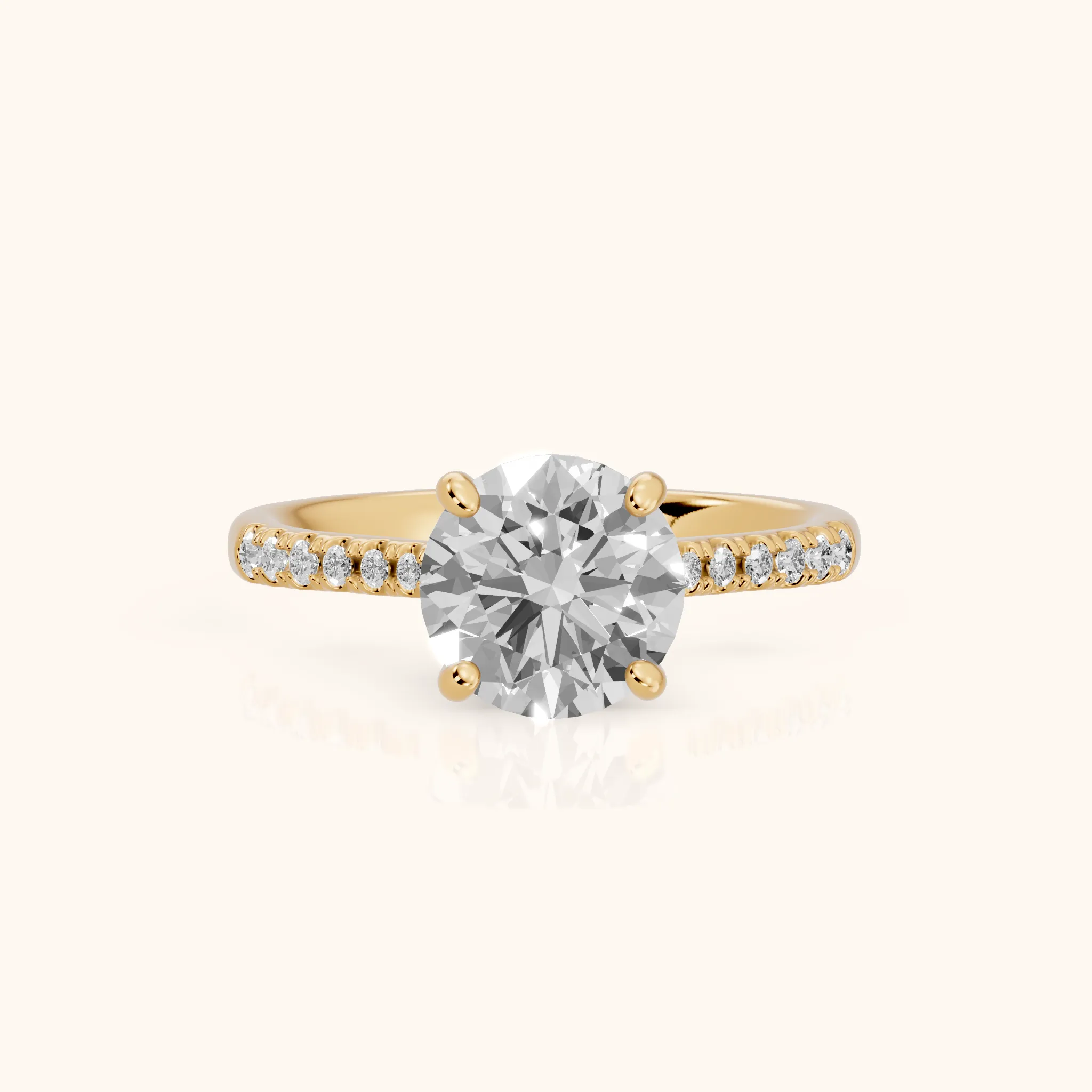 Moab Petal Pavé Round Diamond Engagement Ring in Yellow Gold — view 1